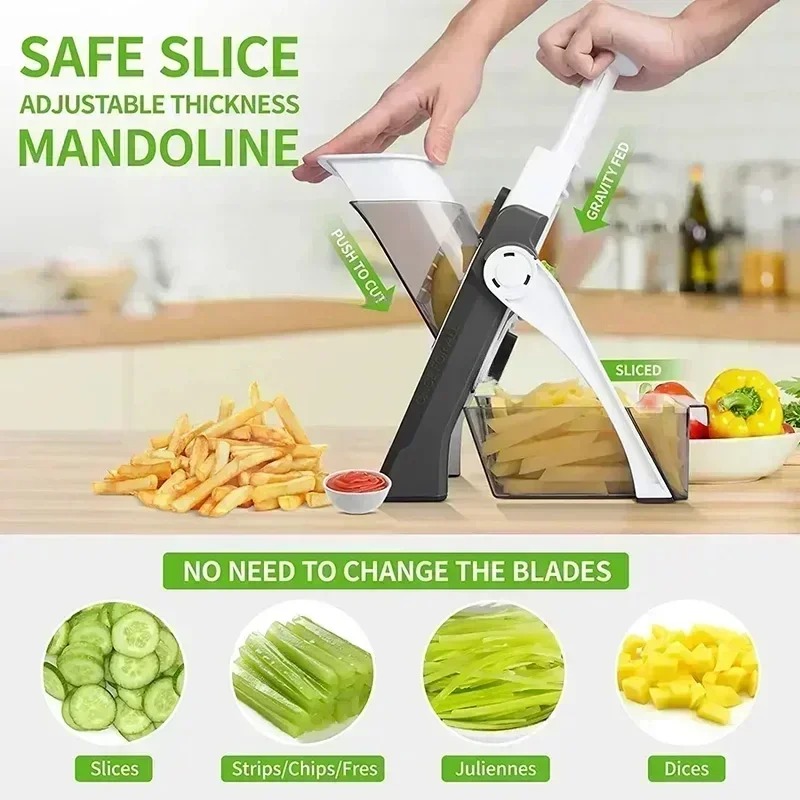 Safe Manual Kitchen Vegetable Cutter  Multifunction Salad Slicer, Potato Slicer, Cheese & Tortilla Tool  French Fry Cutter photo 8