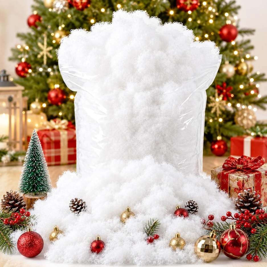 Christmas Decoration Fake Snow, Artificial White Clouds For Christmas Tree 110 G Fluffy  Cotton Snow  Realistic Snow Look Flame Resistant For Village photo 1