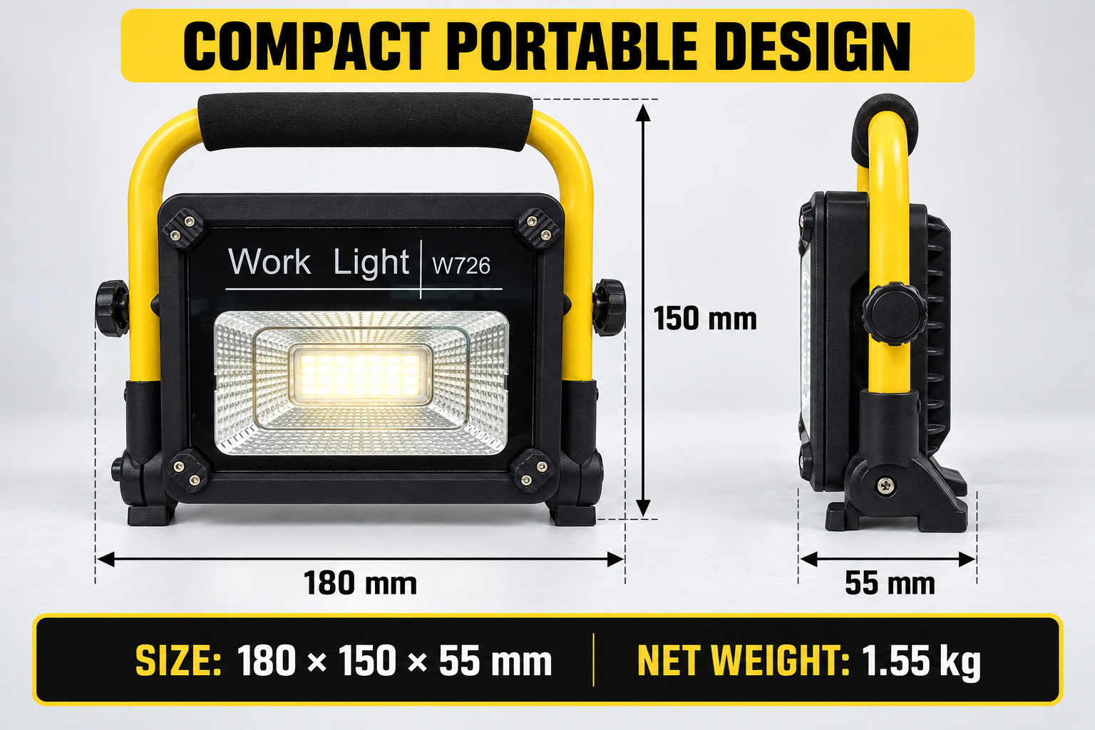 Solar Powered Rechargeable LED Work Light 50W 5000mAh For W726 Street Remote Control Outdoor Road photo 3