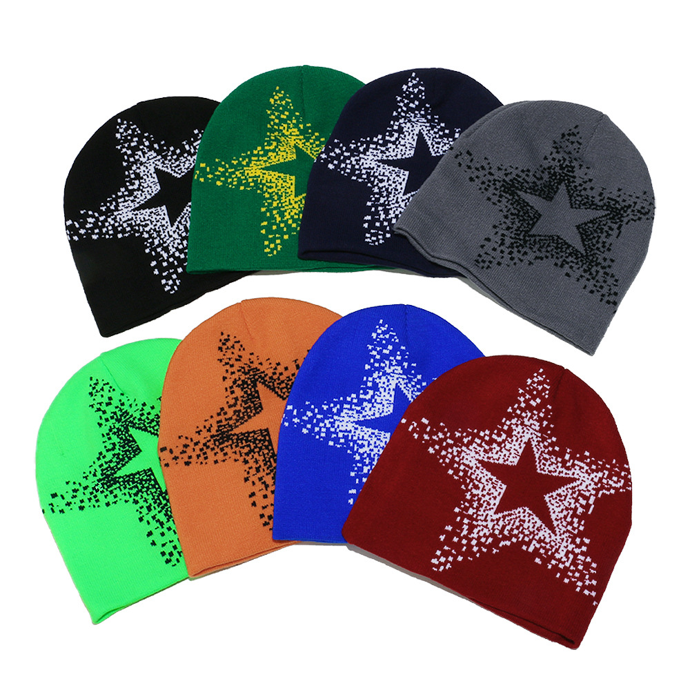 American Street Y2K Star Woolen Hat For Autumn And Winter, With Hip-hop Vibe And Warmth. Five-pointed Star Knitted Cold Hat For Keeping You Warm Outdoors photo 4