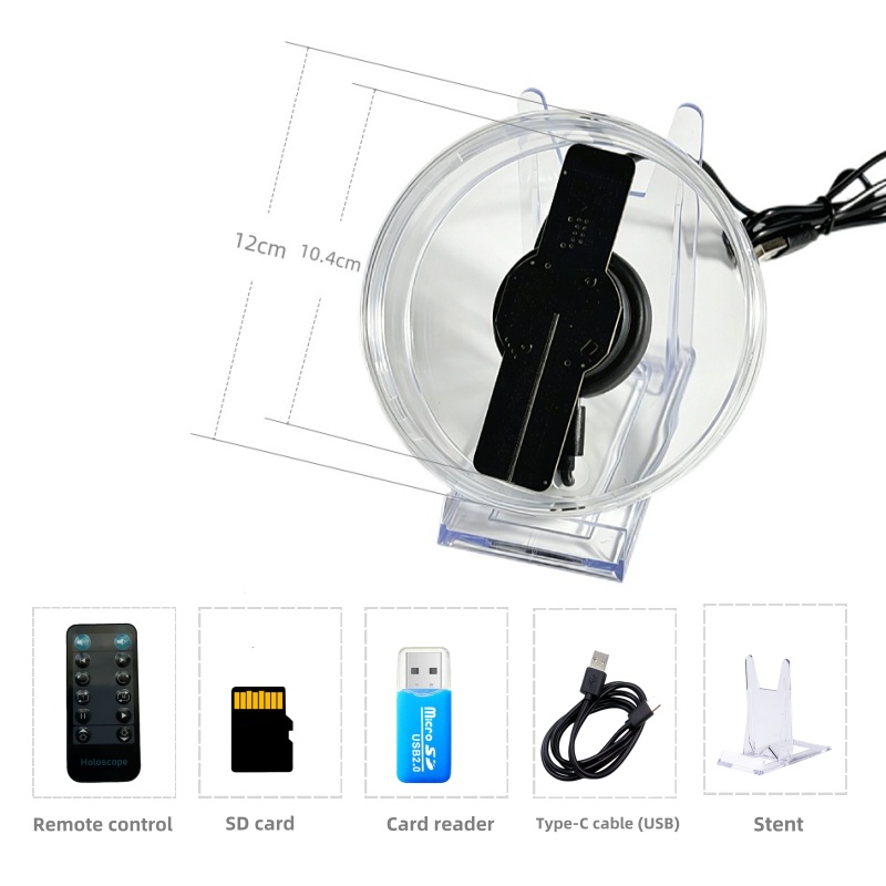 Wiilala 3D Holographic Fan, 4.7 Inch 3D Holographic Fan With WiFi Projector, Built-in Video - HD LED Holographic Disesktop Stand, LED Holographic Display Screen, Suitable For Shops, Bars, Gifts photo 8