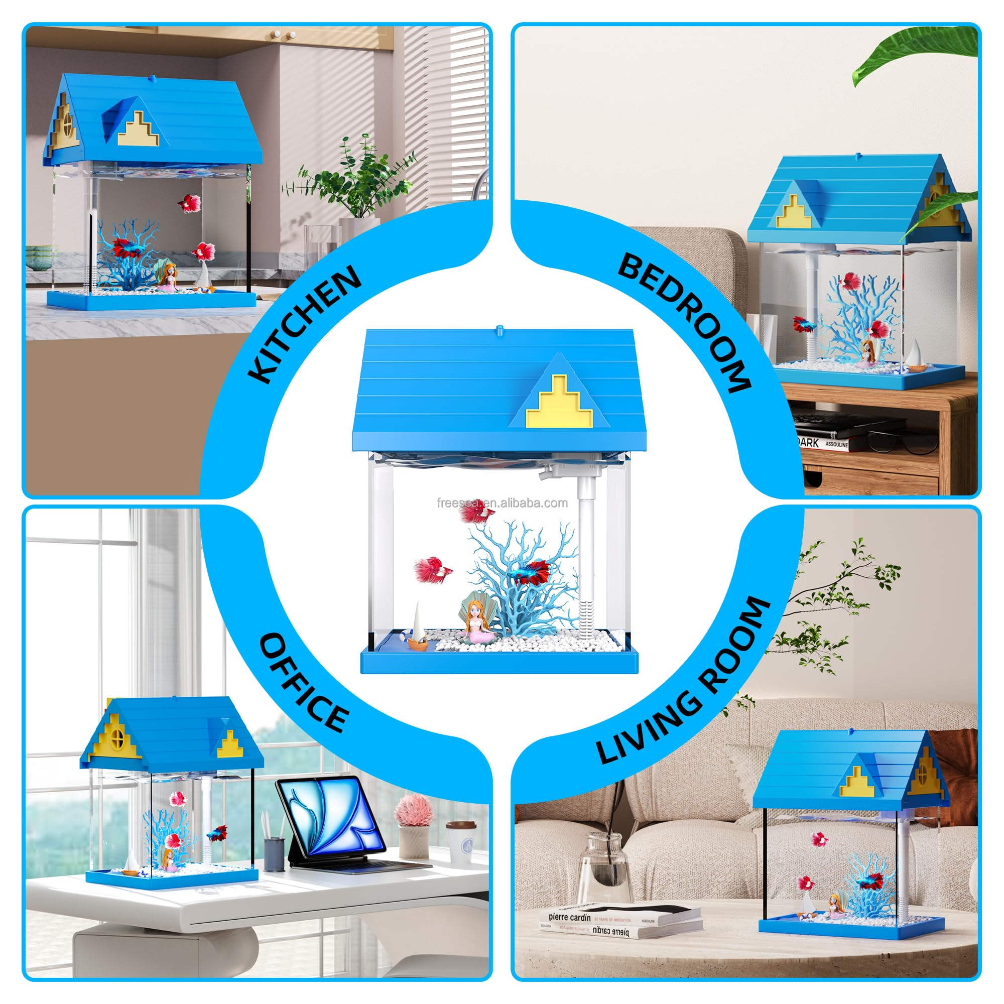 FREESEA 2-gallon Acrylic Fresh-keeping Fish Tank, Equipped With Filtration And Lighting, Suitable For Shrimp, Jellyfish, And Goldfish, Ideal For Children's Bedrooms. photo 2