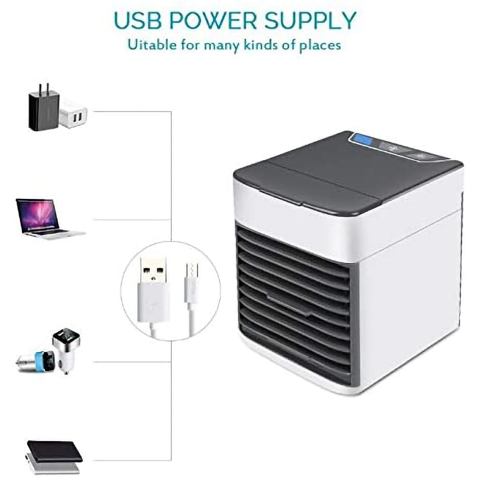 Desktop Air Cooler Fan Air Conditioner Cooling Humidifier USB Fan Night Light photo 6
