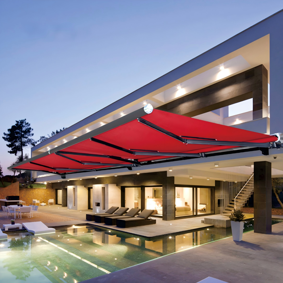 D8200 Smart Retractable Awning 2-6m  &1.5-3.5m  Heavy Duty Motorized Patio Canopy With Remote WindRain Sensors  LED Light Arm photo 2