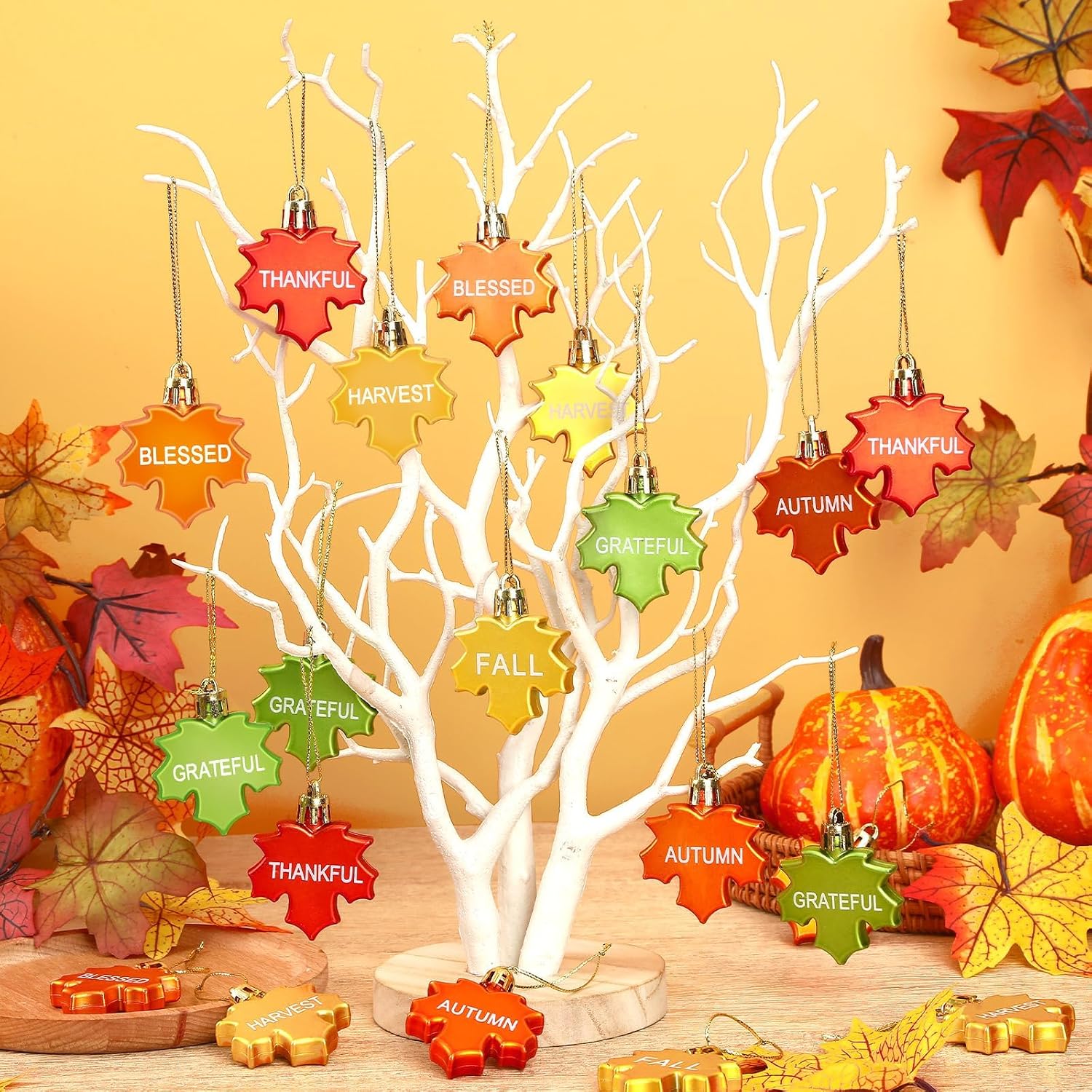 Fall Tree Ornaments 24 Units, Maple Leaf Thanksgiving Decorations For Autumn Tree, Home, Table, Party And Seasonal Decor photo 4