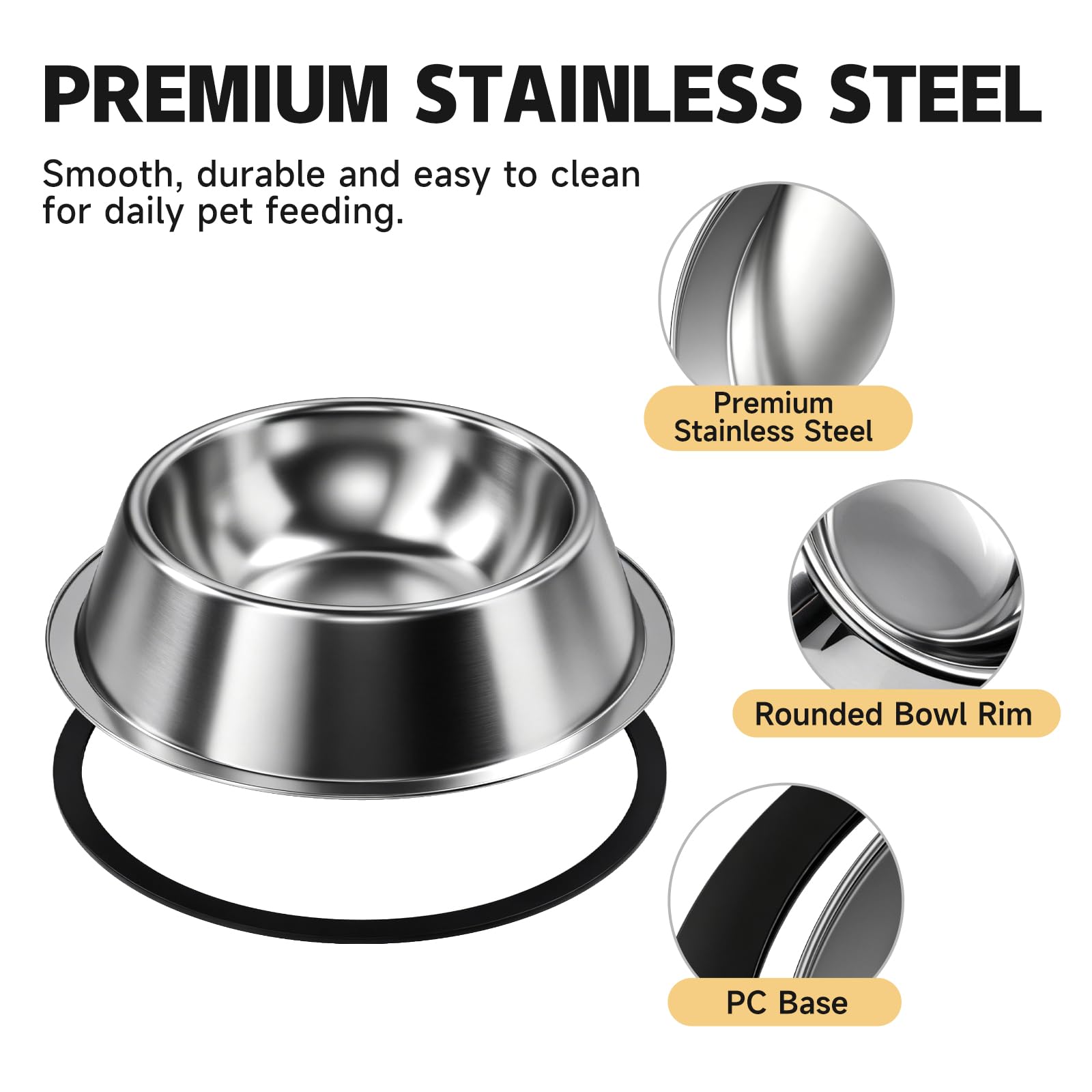 Stainless Steel Food Water Shallow Whisker Friendly Cat Pet Bowl Metal Dish,Removable Base,2-pack Set,12 FL OZ   350 Ml,Easily Clean,Dishwasher Safe,for Cats Kittens photo 7