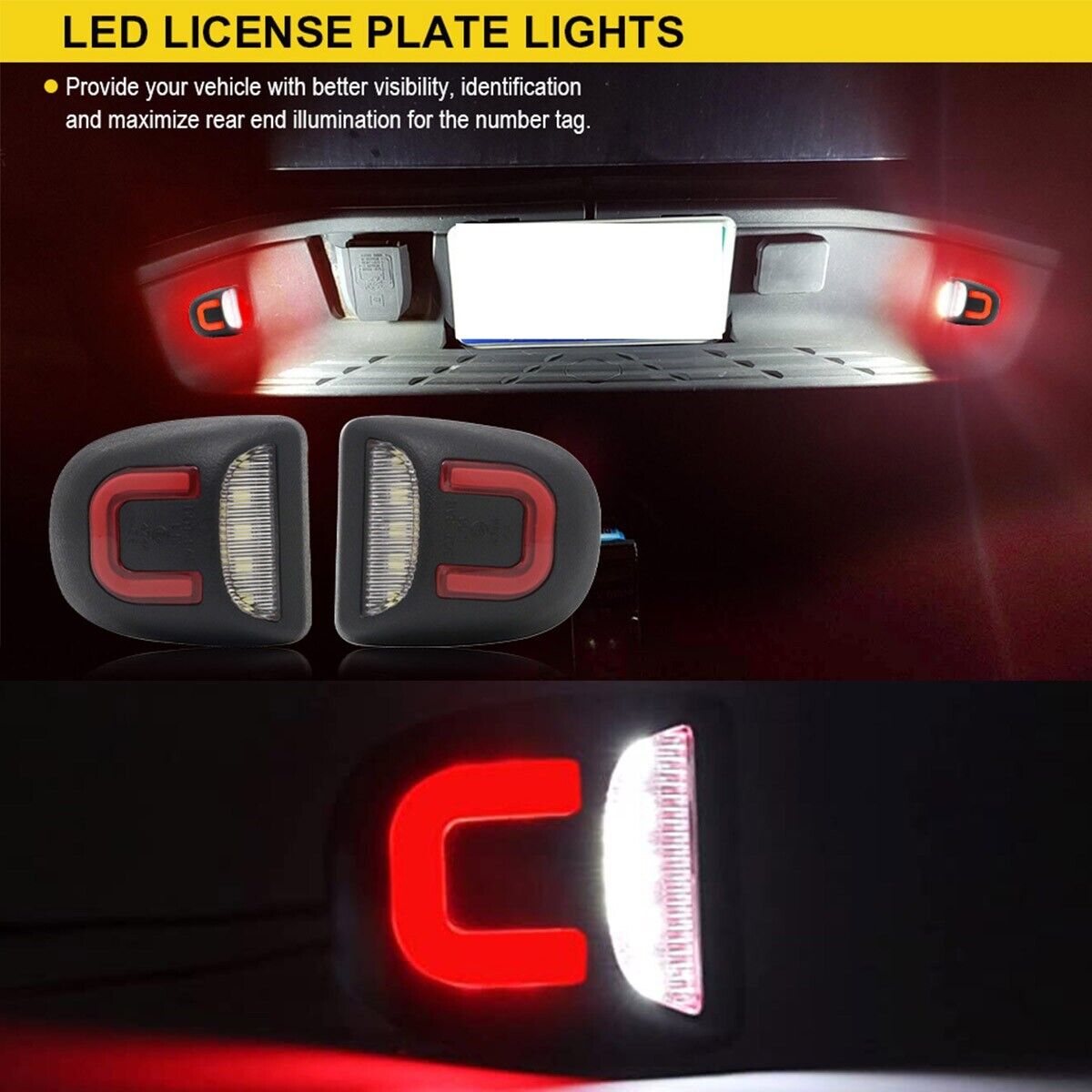 2X LED License Plate Light Red DRL Tube Lamp For Silverado GMC Sierra 1500 2500 photo 3