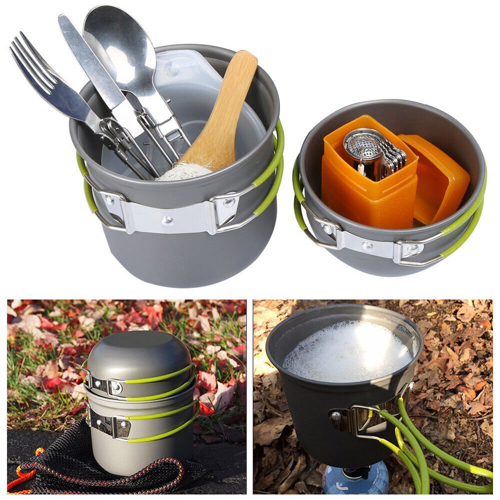 Outdoor Portable Camping Cookware Set Hiking Cooking Pot Gas Stove Tableware Kit photo 5