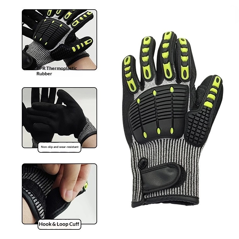 Heavy Duty TPR Impact Gloves - Cut Resistant Mechanics Work Gloves With Anti-Crush Finger Protection, Oil Resistant & Anti-Slip Grip For Construction  Rigging photo 2