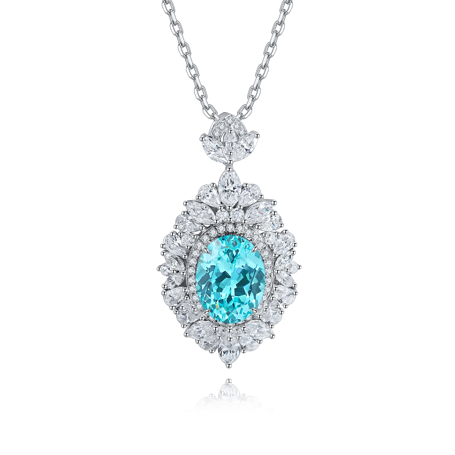 S925 Silver 4.3g Lab-Created Gemstone Necklace, 7.5x10mm Multi-Color, 40&5cm photo 7