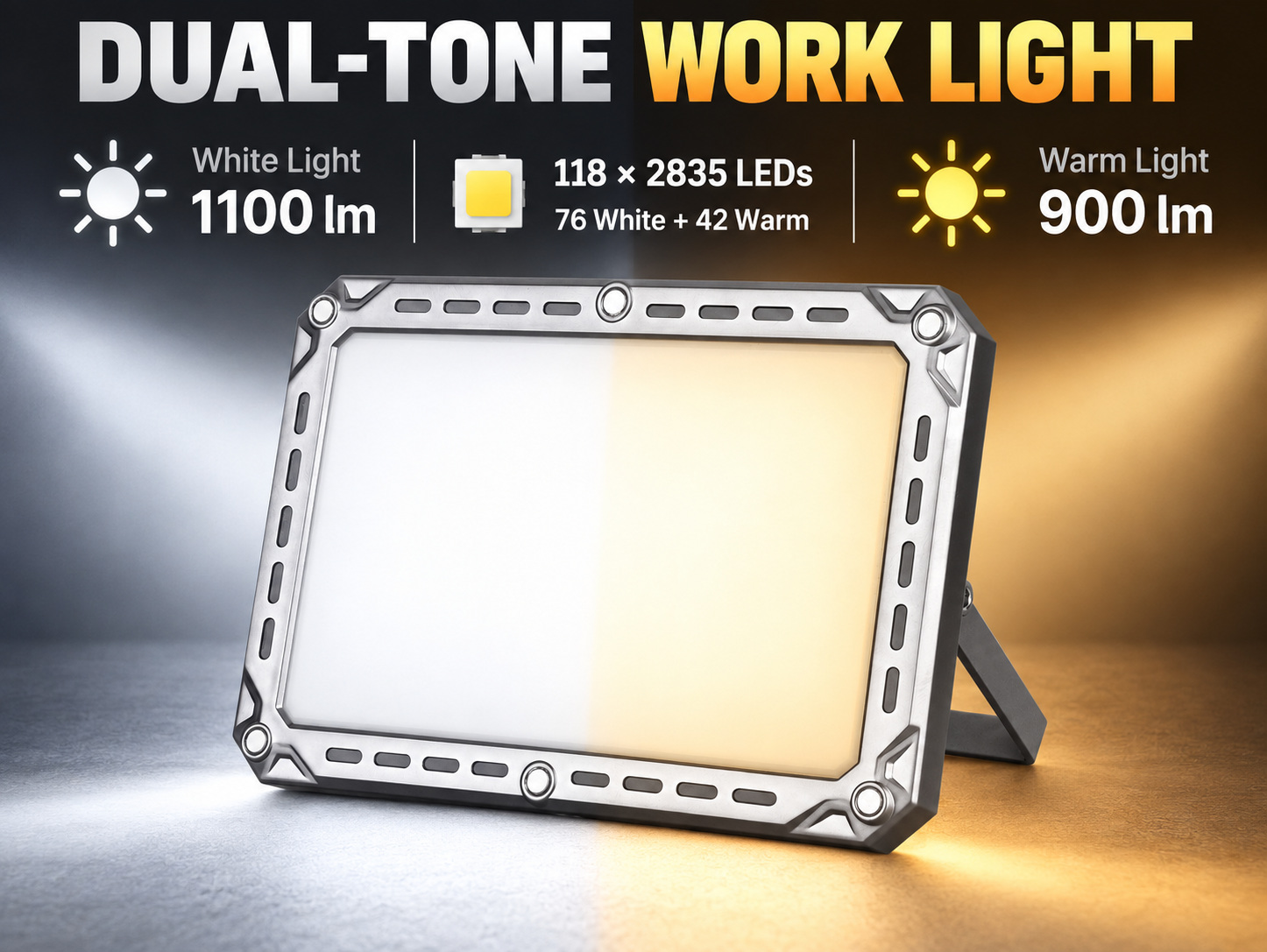 Rechargeable Magnetic Battery Display Type C LED Work Light 4000mAh W8138 5 1100LM Adjustable Stand photo 2