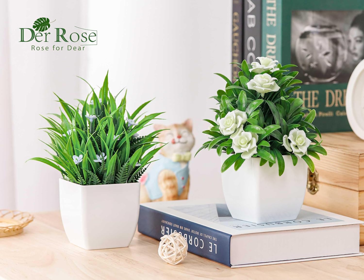 Artificial Plants With Small Flowers 4 Units, Faux Indoor Plants For Office, Bedroom, Desk, Shelf And Home Decor photo 5