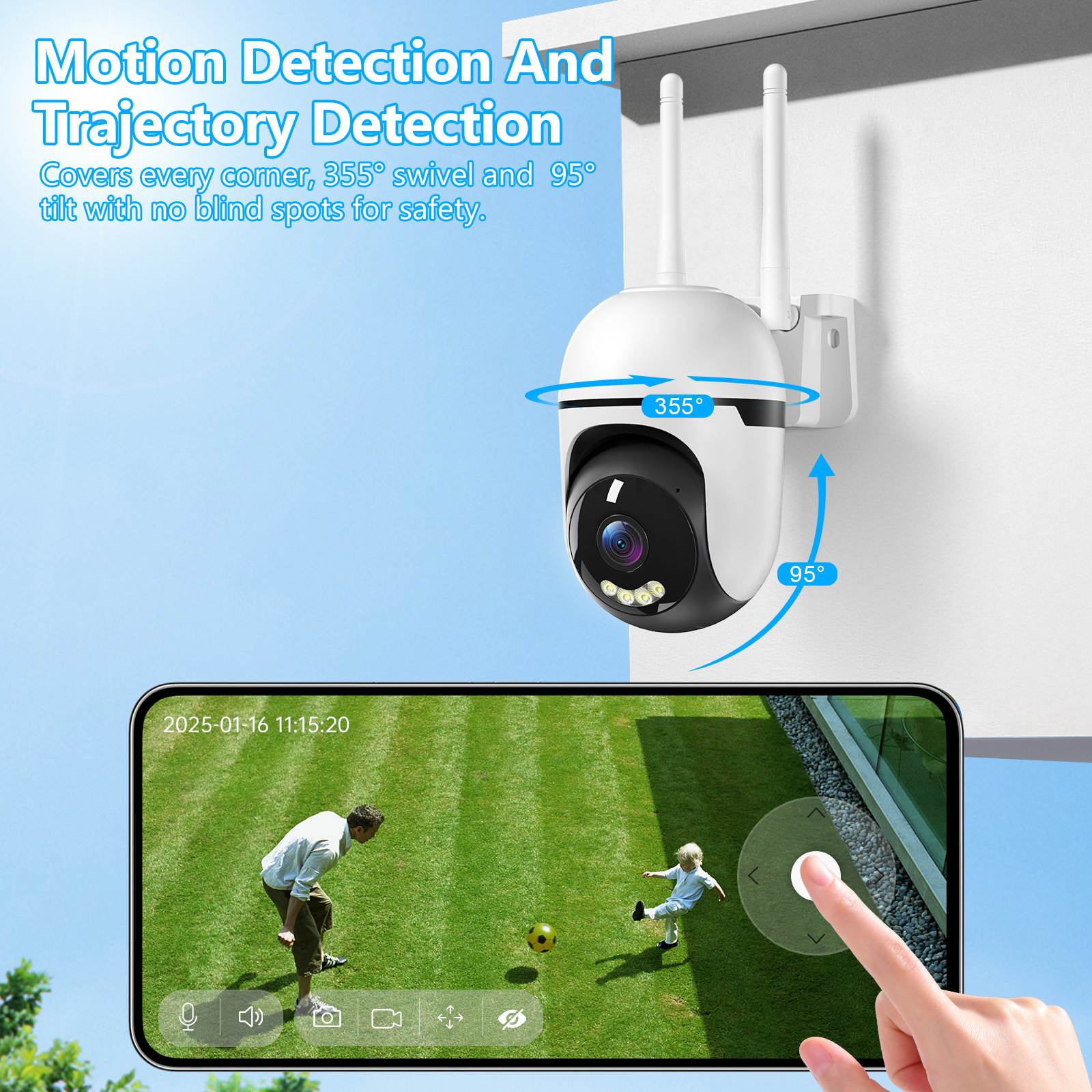 3MP PTZ Wireless Indoor Outdoor Mini Camera CCTV Network Security System Wifi Camera With 3 Meter Cable photo 4