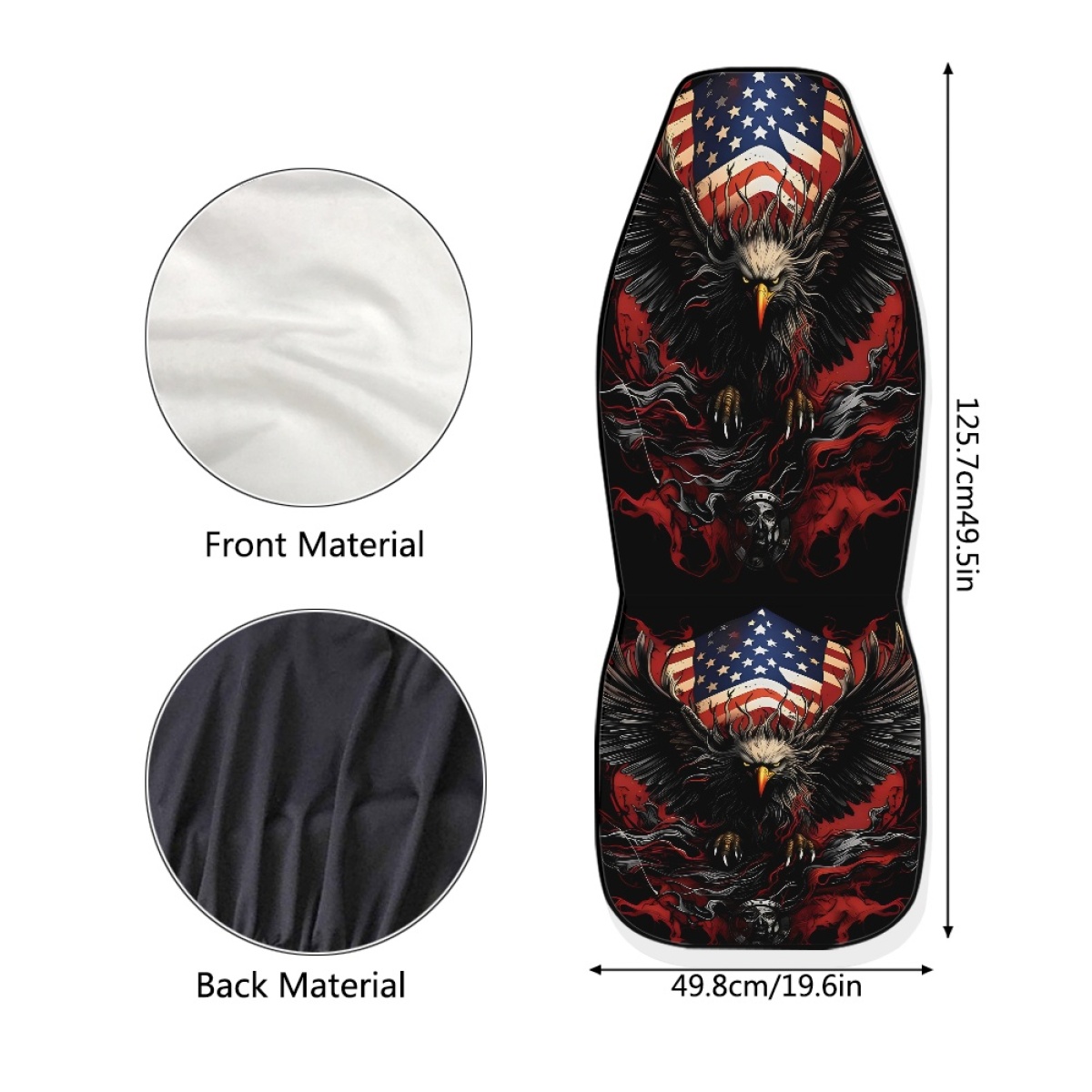 2 Front Car Seat Covers, Digitally Printed With An Eagle Pattern, Thin, Suitable For All Seasons, Fashionable Car Seat Covers photo 2
