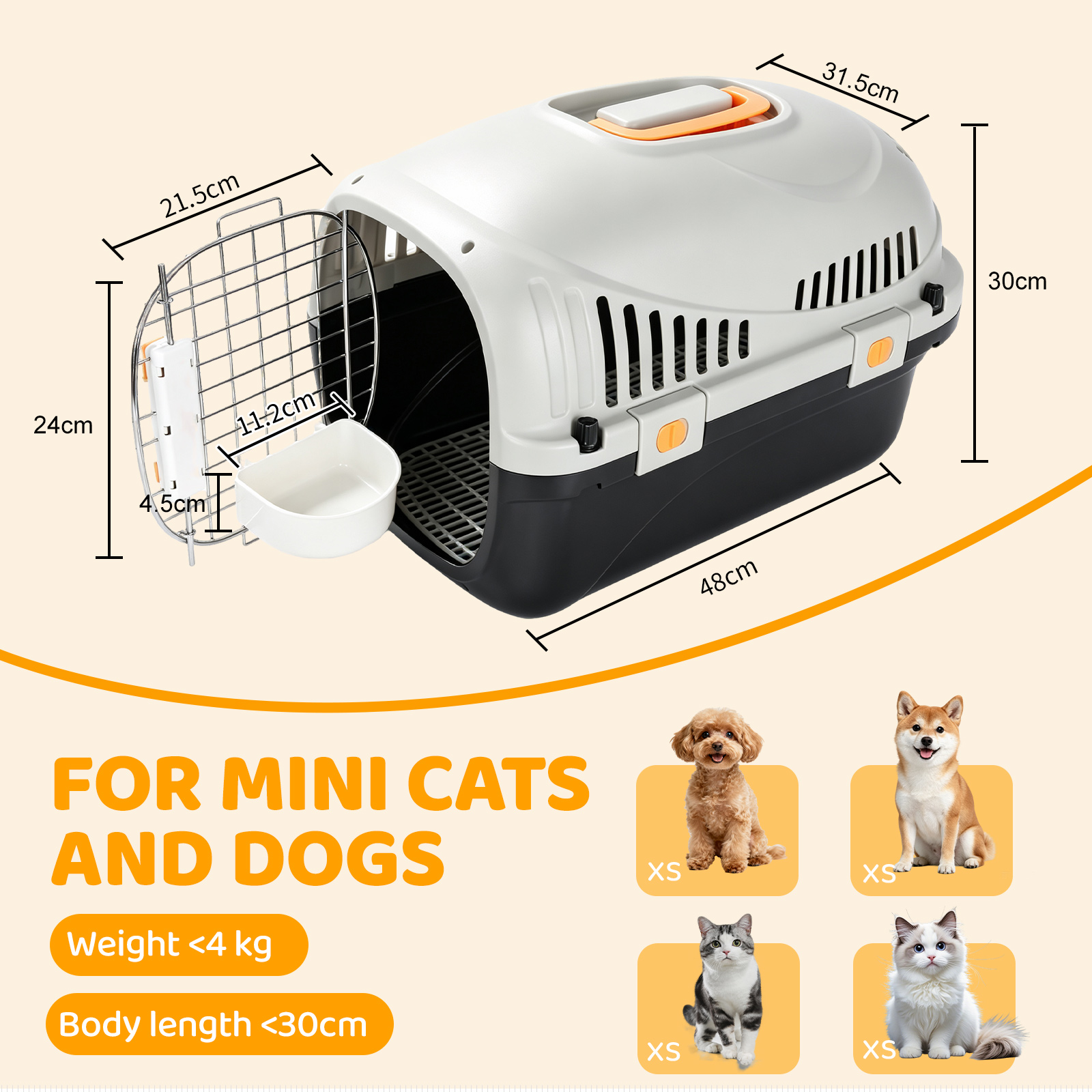 Plastic Cat Carrier Top Load For Small Dogs And Cats 49 X 32 X 32 Cm photo 7