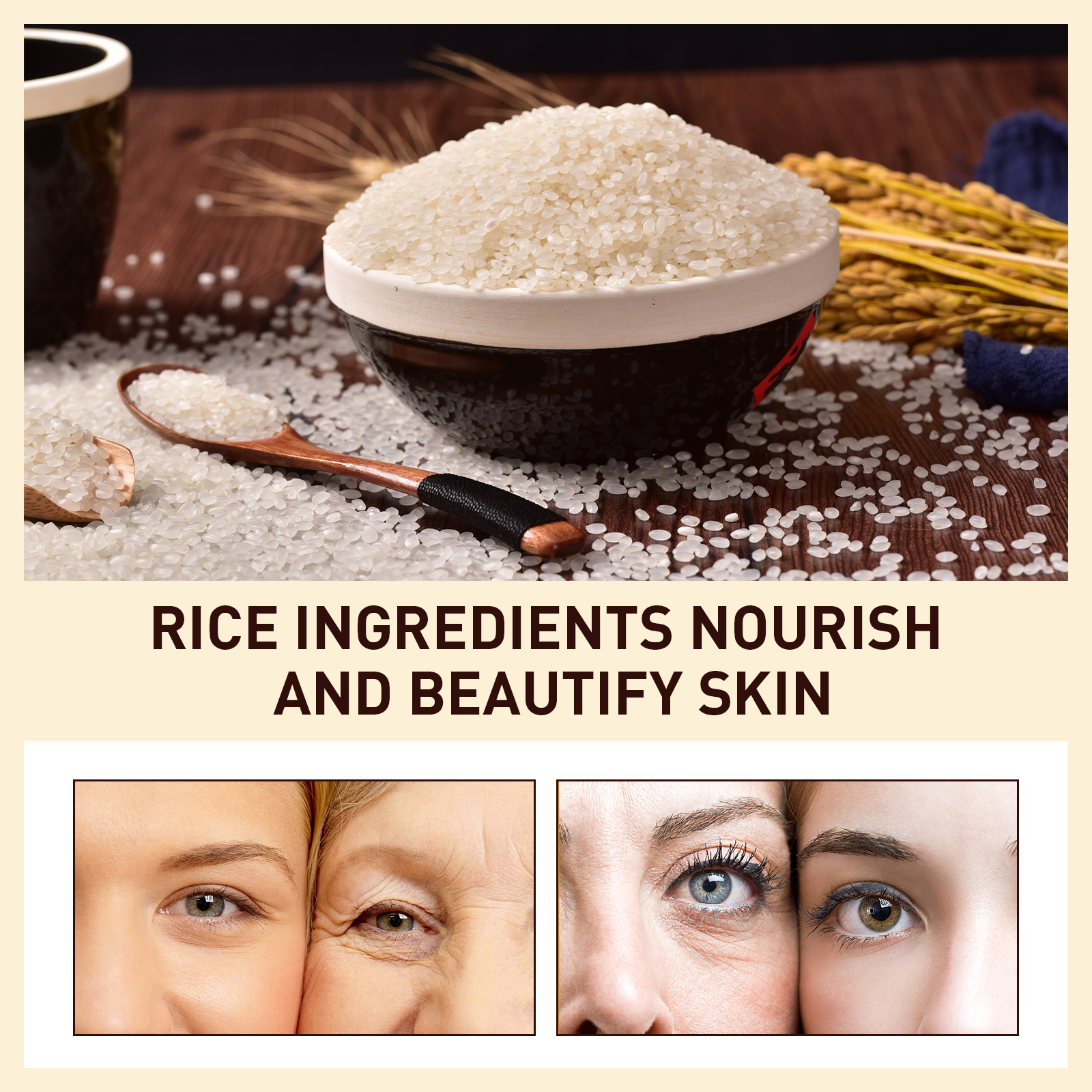 OUHOE Rice Anti Wrinkle Essence, Repairs Skin Moisturizes Firms Whitens photo 2