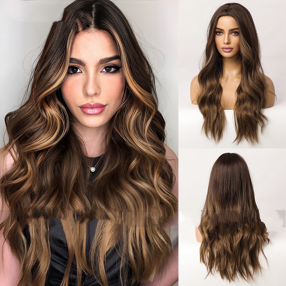 Medium Gradient Brown Highlight Wig Female photo 5