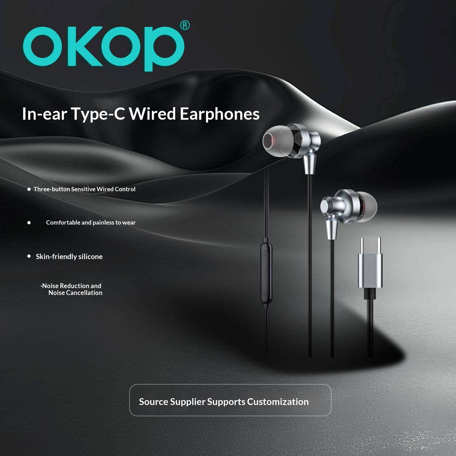 KP-239 In-ear Wired USB-C Headphones High-quality Audio High Volume Low Latency For Music And Gaming In Stock photo 3