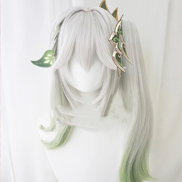 Grass God Nasida Gradient Simulation Scalp Single Ponytail Cosplay Wig photo 1