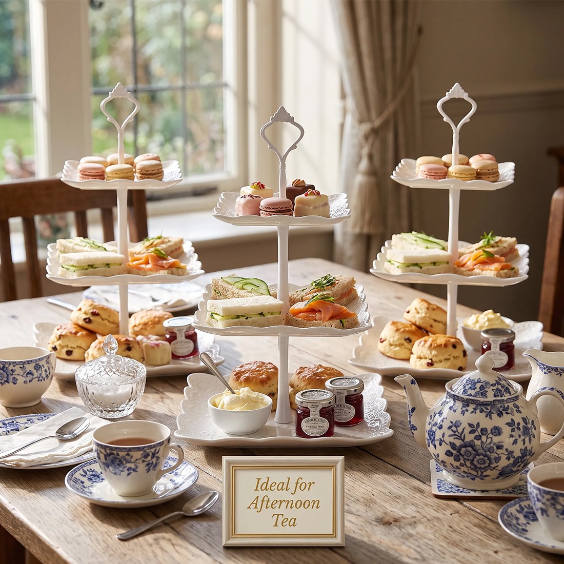 3PCS 3 Tier Cake Stand Afternoon Tea Wedding Plates Party Embossed Tableware photo 8
