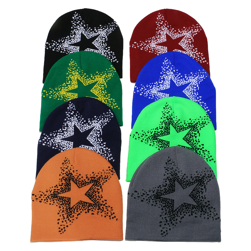 American Street Y2K Star Woolen Hat For Autumn And Winter, With Hip-hop Vibe And Warmth. Five-pointed Star Knitted Cold Hat For Keeping You Warm Outdoors photo 5