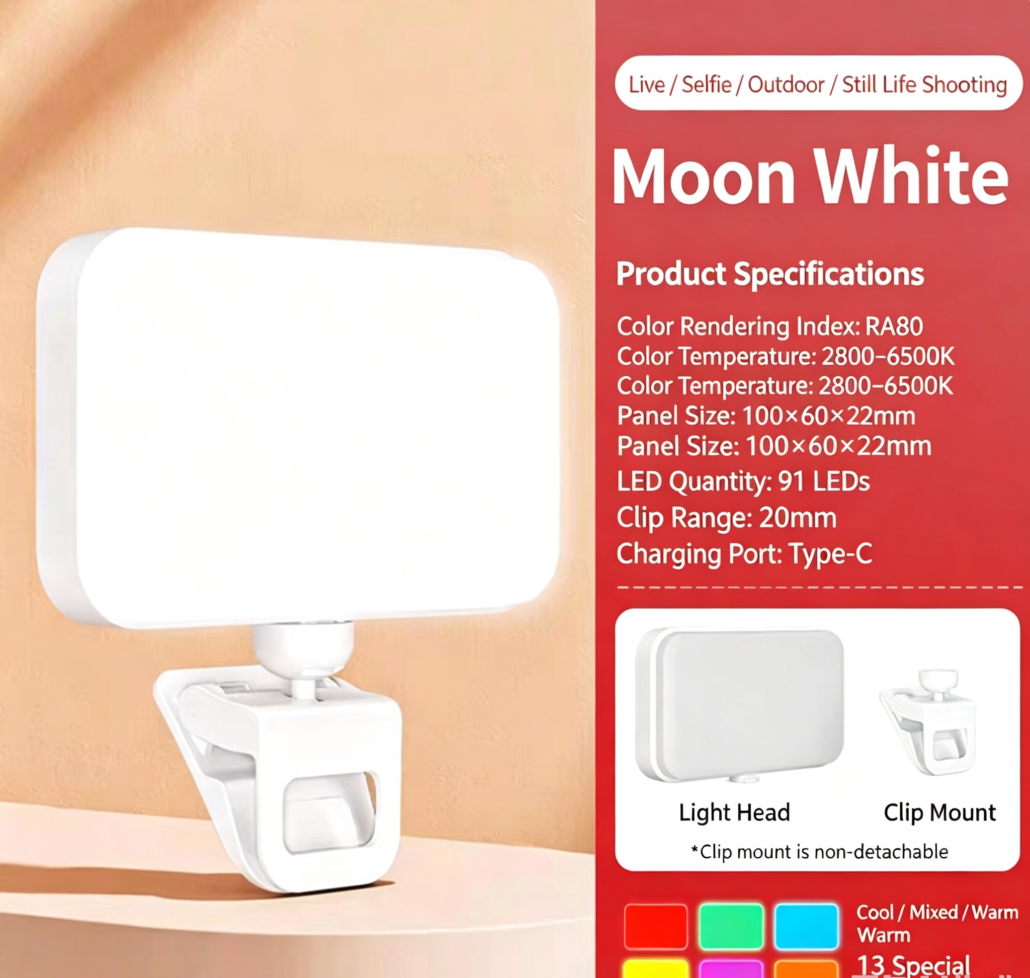 Mini Portable Hand Held LED Fill Light Adjustable Photography Video Lighting Lamp For Phone Live Streaming Food Shooting Outdoor Ambient Fill Lamp photo 7