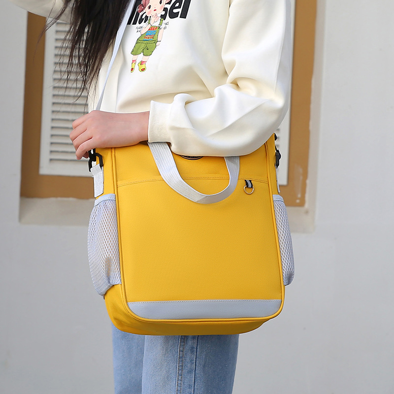 Primary School Printing And Tutoring Bag, Oxford Cloth Tote Bag, Children's One Shoulder Hand-held Printing Logo Tutoring Art File Bag - Yellow photo 3