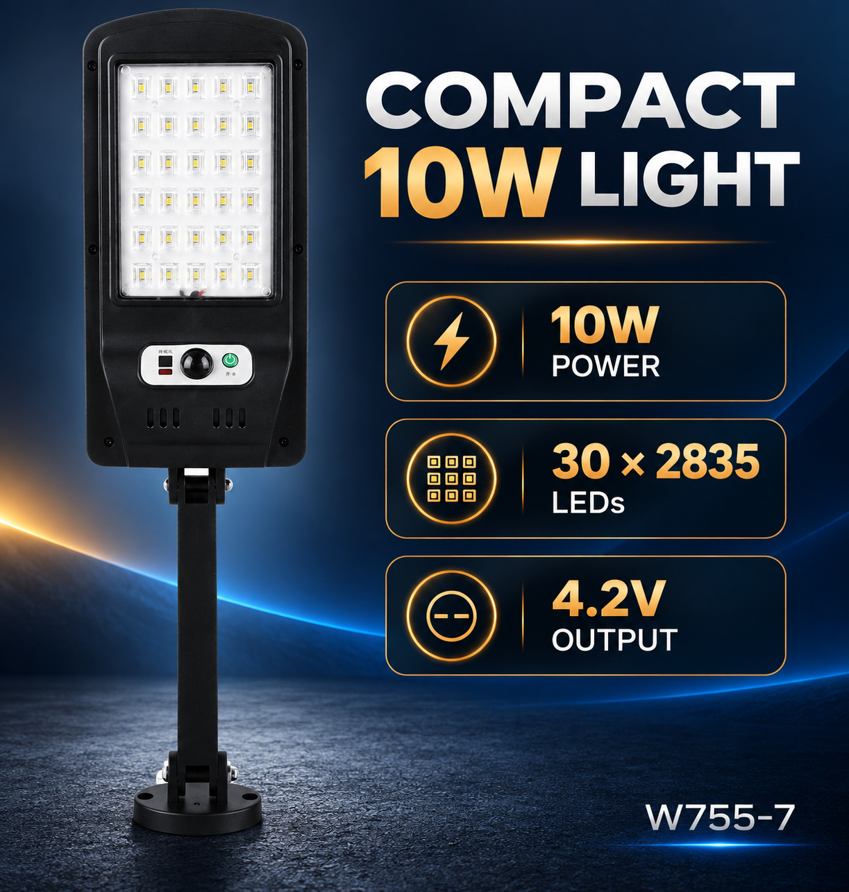 Solar Powered Rechargeable Motion Sensor Waterproof LED Work Light 10W 1500mAh For W755 7 Remote photo 7