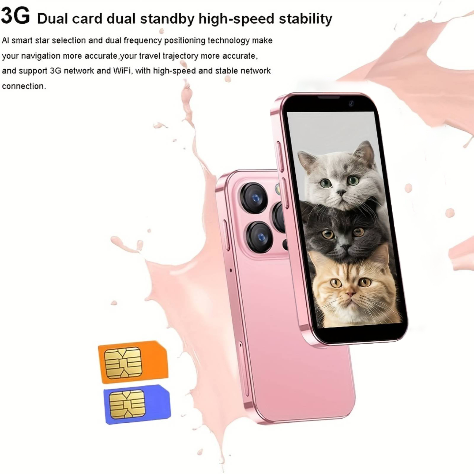 Mini Phone Unlocked World's Smallest 3.0in HD Touch Screen Mini Smartphone Android 8.1Compact Mobile Phone For Kids &Students Cell Phone Wih Quad-Core Dual SIM Face LD2GB-16GB photo 5