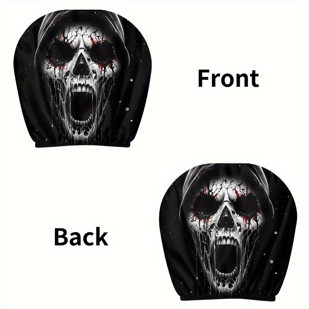Car Headrest Cover 2 Pack Scary Face Pattern Seat Protector Halloween Decor photo 5