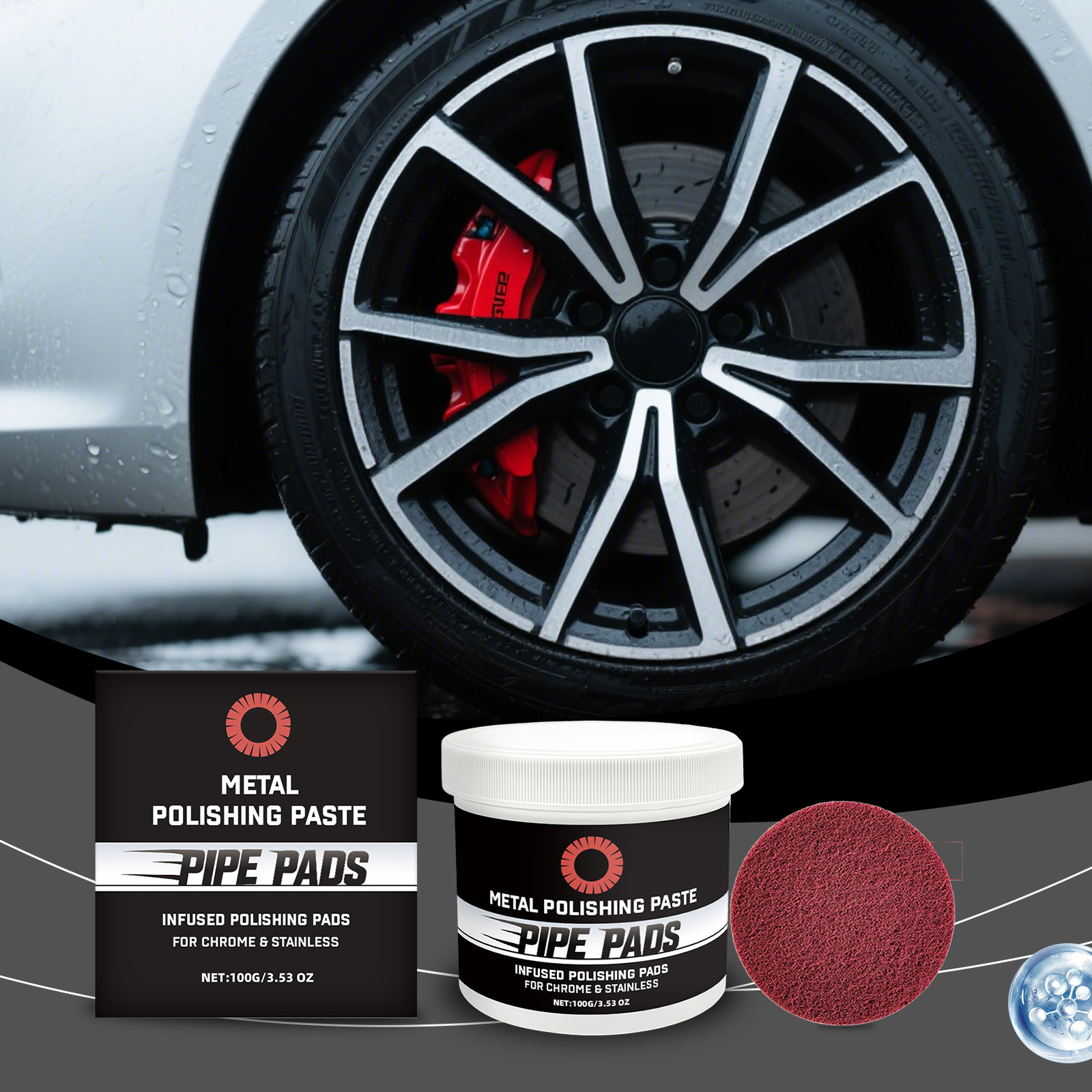 Metal Polishing Care Kit 1 00g Bottle-1 Sponge Pad 1Box photo 5