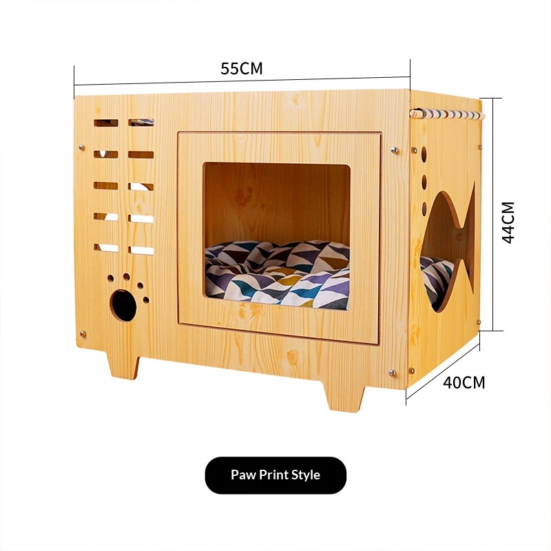 Integrated Wooden Double-Layer Pet Hammock Bed,Thick Cushion With Random Patterns photo 1