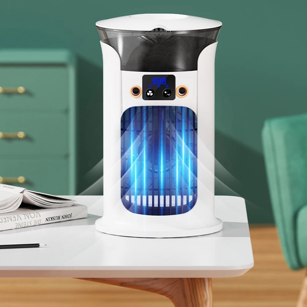 Portable Mini USB Desktop Air Cooler Fan  Suitable For Home, Room, And Camping Use Combines Humidification, Cooling, And Night Light Functions. photo 2