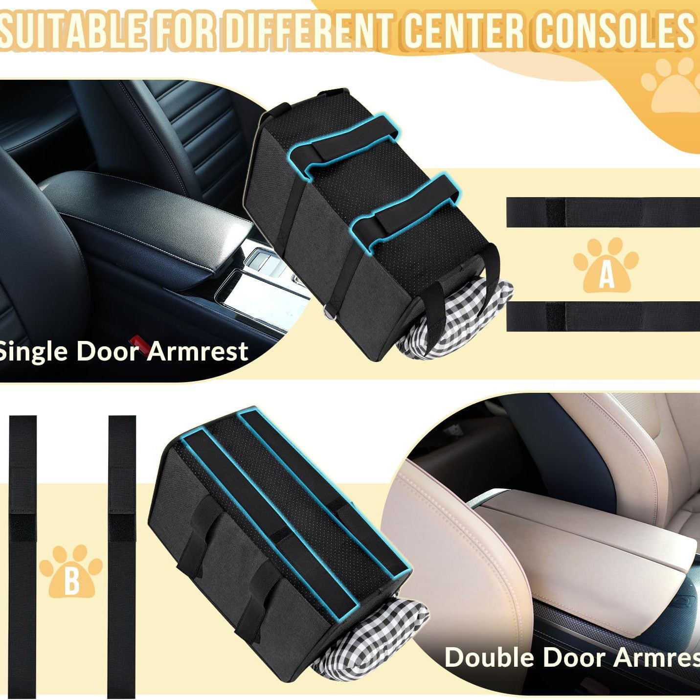 Dog Car Seat Console Booster 11lbs Anti-collapse Center Seat With Soft Cushion & Safety Belt. Portable Carrier For Small Pets. Fits Car Console photo 2