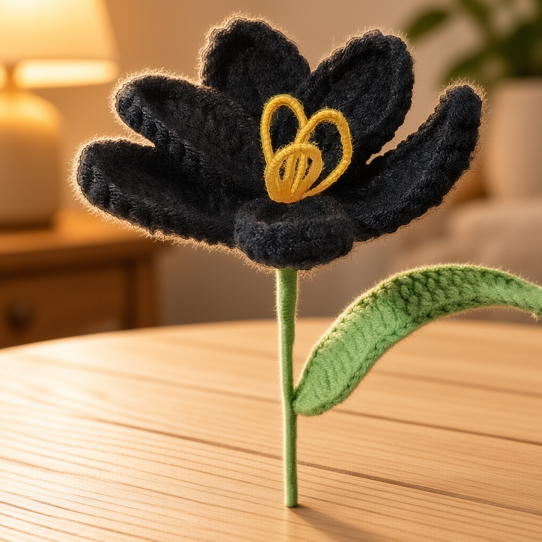 Fully Handmade Crochet Open Tulip Yarn Flower Artificial Knitted Flower Valentine's Day Gift photo 8