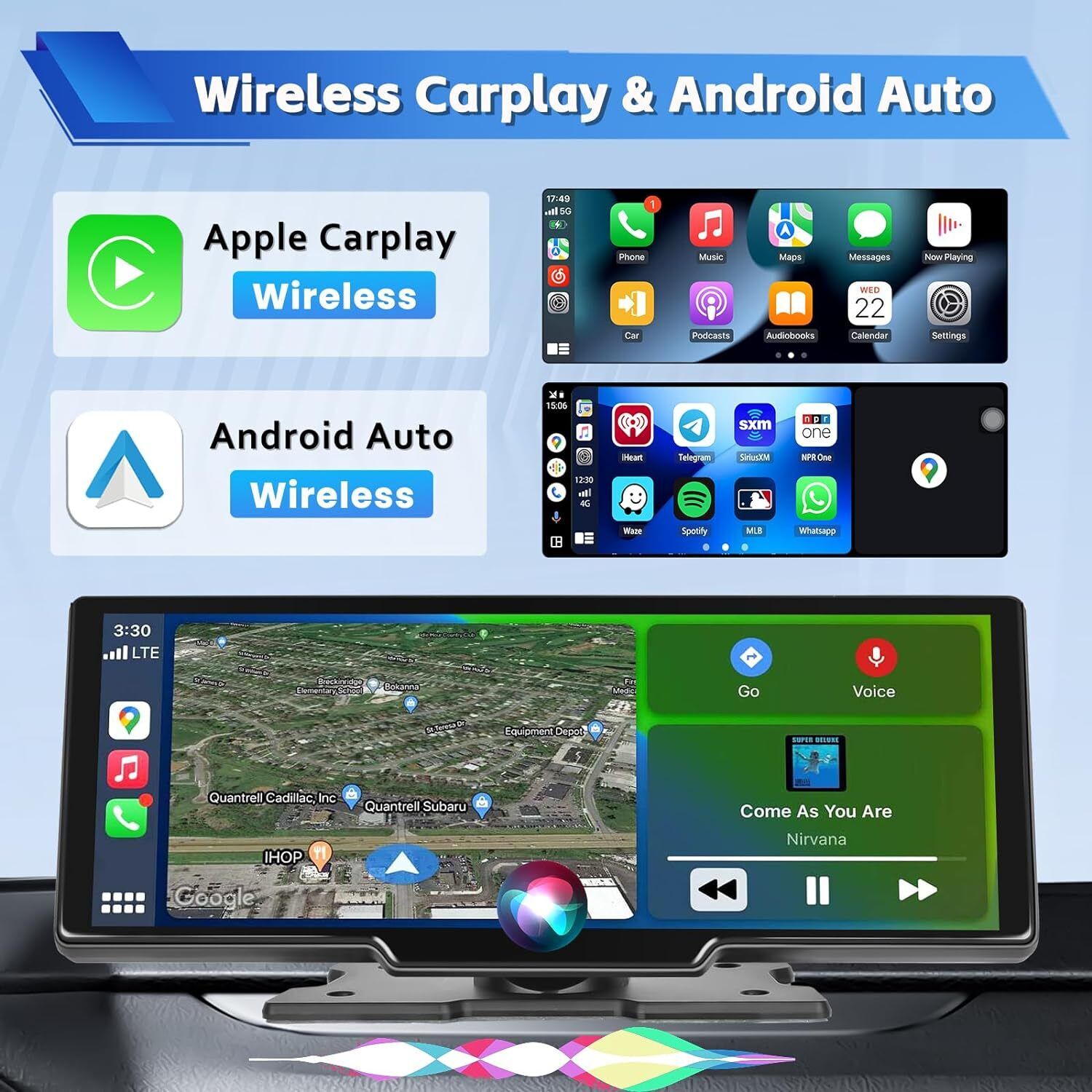 4K 10.2in Touch Dash Camera Cam Dual Car Recorder For CarPlay Android Auto OZ photo 4