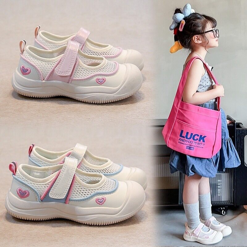 2026 Spring & Summer New Girls Single Mesh Breathable Sandals, Korean Style Toddler Canvas Shoes Versatile Casual Sneakers photo 1