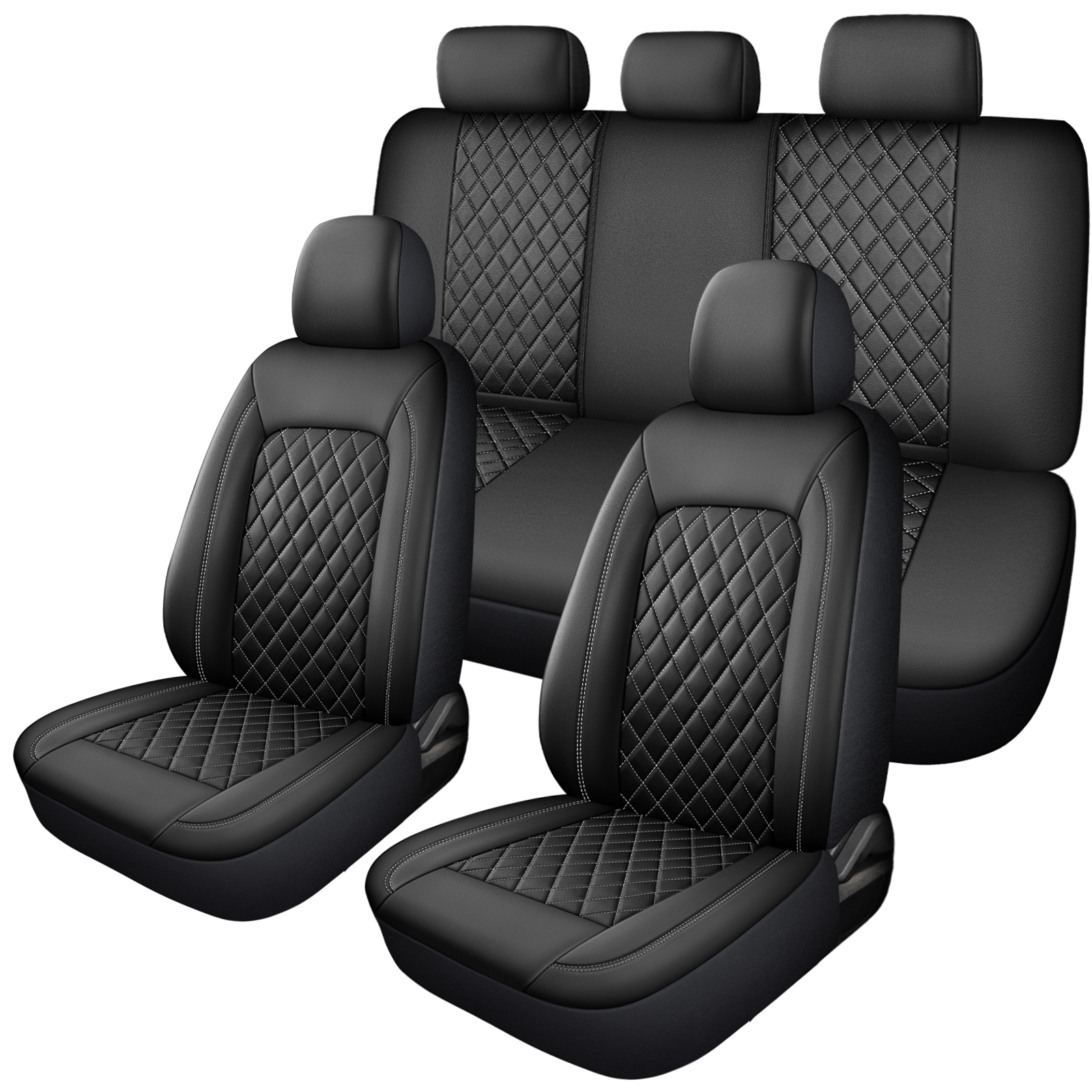 Single Line Diamond Grid PU Leather Car Seat Covers photo 6