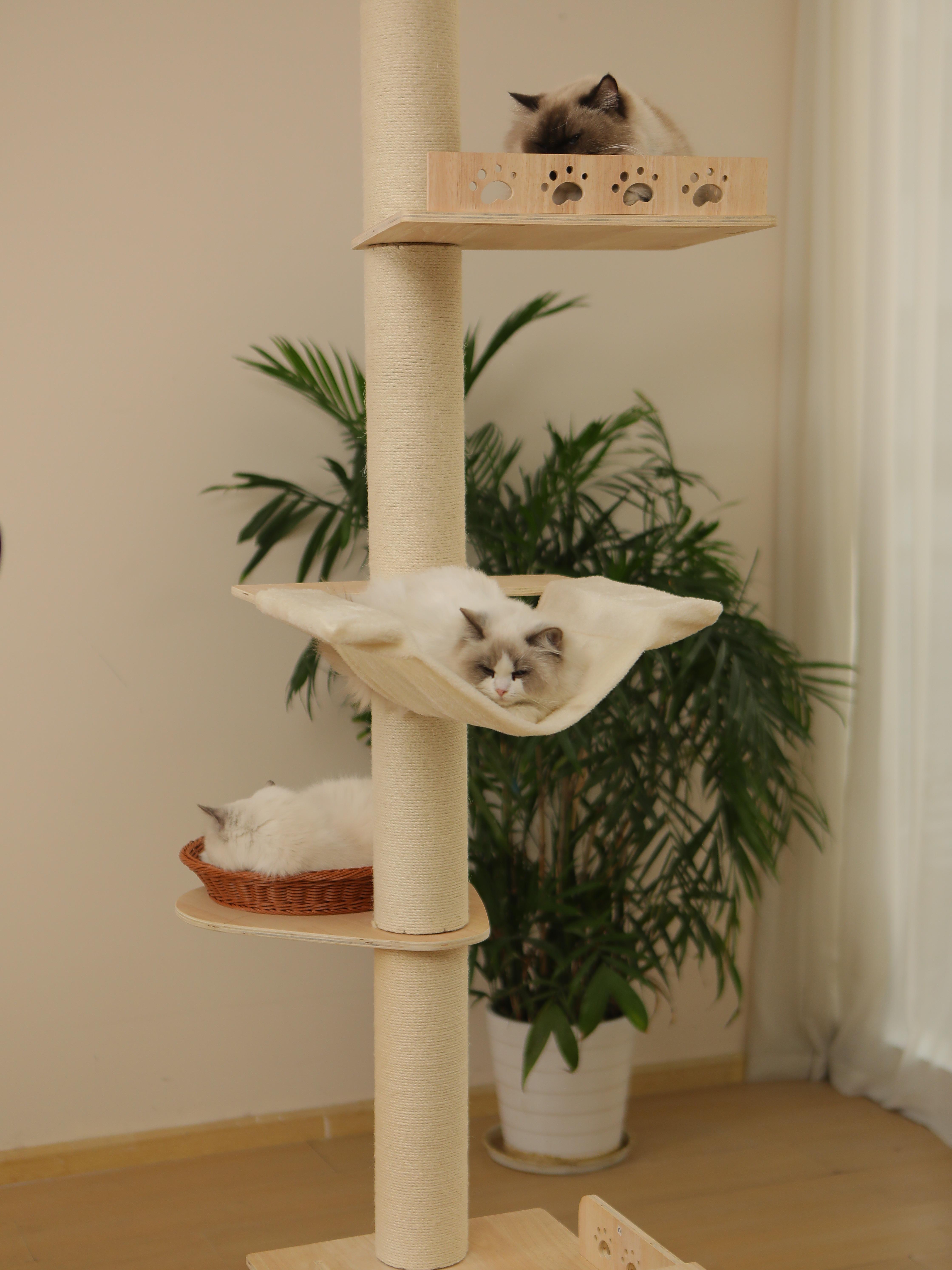 5-Tier Adjustable Cat Tree Tower-Hemp Scratching Post, Perches, Sturdy Indoor-Outdoor Activity Center photo 8