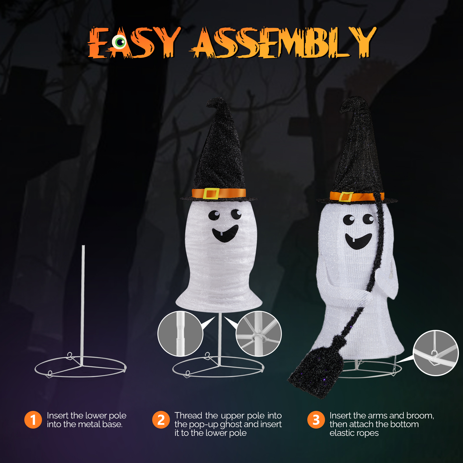 Replace 94400163 4ft  Ghost 1 00LED Lighted Outdoor Halloween Decorations photo 8