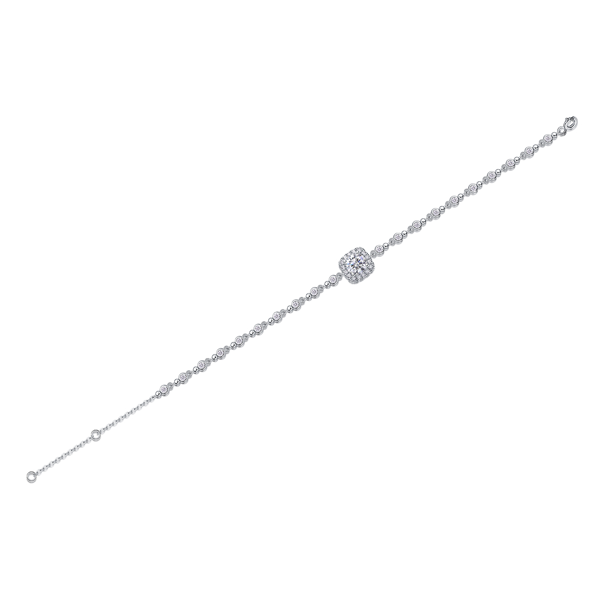 S925 Silver 1ct Cushion Halo Moissanite Bracelet, D VVS1 16&5cm Adjustable, GRA Certified photo 4