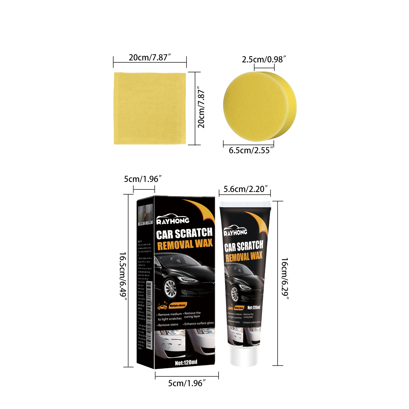 Car Scratch Wax Kit 120ml Bottle-1 Cloth-1 Sponge 1Box photo 8