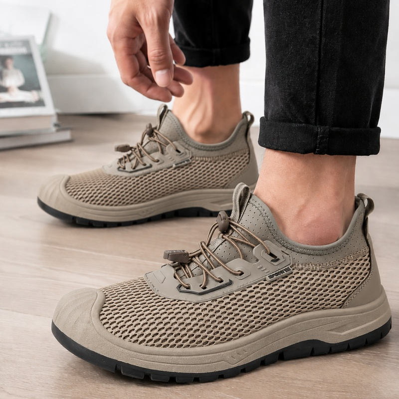 New Summer Men's Mesh Breathable Shoes, Slip-on Lazy Sneakers, Non-slip Soft Sole Outdoor Casual Footwear photo 5