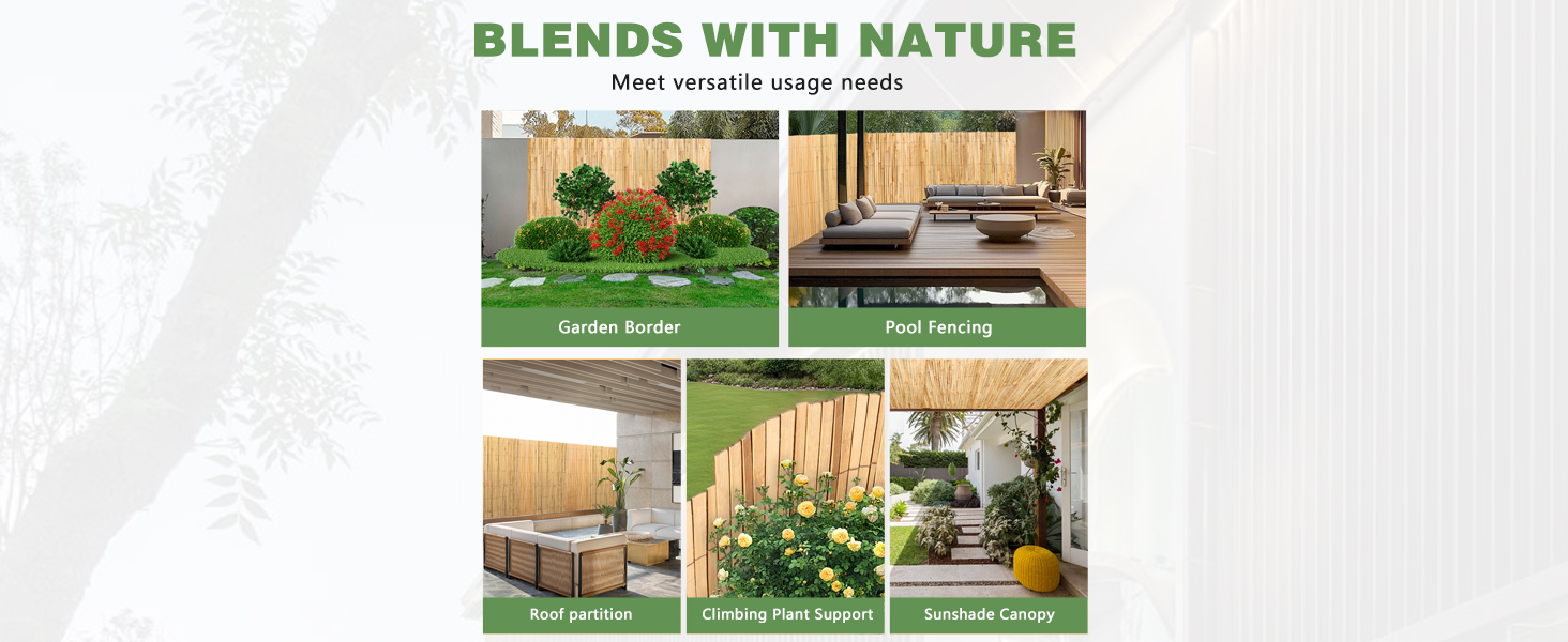 Bamboo Privacy Fence Roll 6FTx 13FT, Natural Bamboo Slat Screening Panels For Outdoor Garden, Yard, Patio, Balcony Privacy Screen Self-pickup Only photo 6