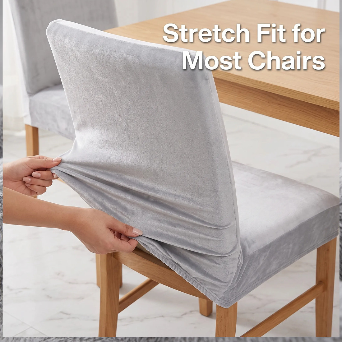 6PCS Large Stretch Dining Chair Covers Seat Chair Covers Removable Slip Covers photo 5