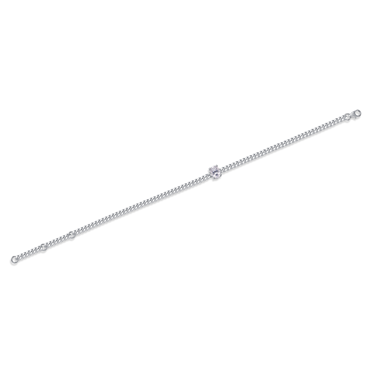 S925 Silver 1ct Oval Moissanite Bracelet, 4.7g 16&5cm Adjustable Cuban Link, D VVS1 GRA photo 2