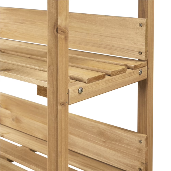 Outdoor Potting Bench Table With Storage Shelf,Natural Wood photo 2