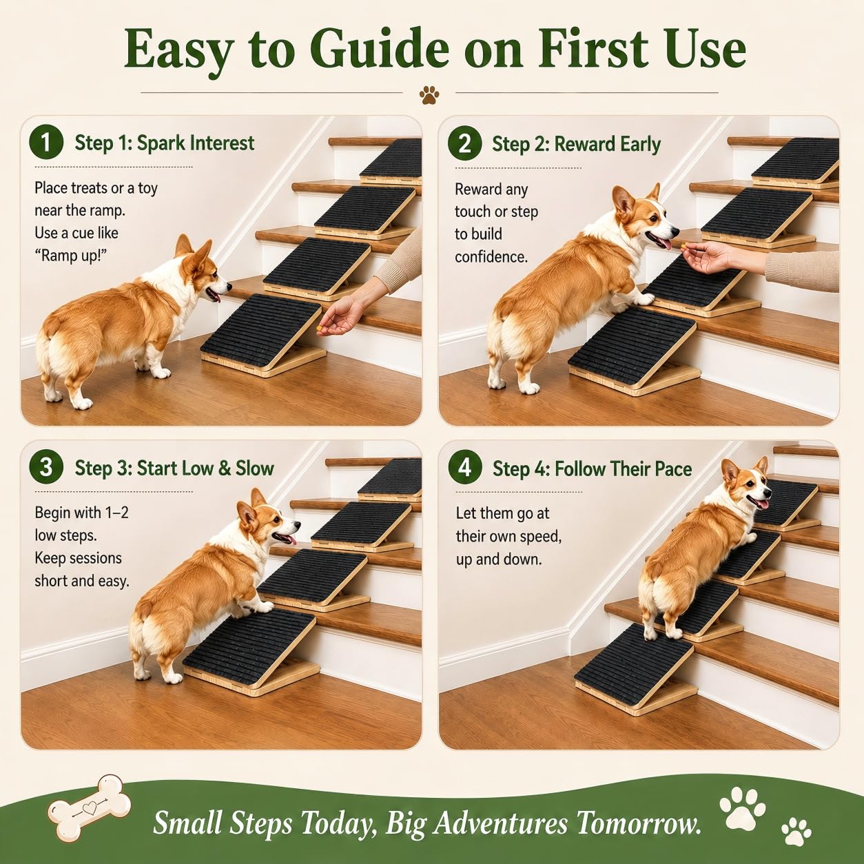 Dog Ramp For Stairs, Foldable Stair Wedges Assist For Small Dogs, 1 Pack Dog Door Ramp Adjustable Stair Ramp For Dogs Solid Wood Pet Steps For Elderly Dog, Senior, Short-Legged And Injured Pets photo 6