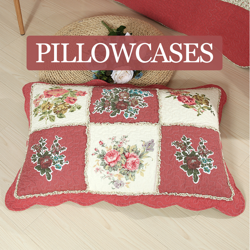 3-Piece Vintage Floral Patchwork Quilted Bedspread Set  Red Beige Rose Grid Scalloped Edge Cotton Filled Quilting Technology Reversible Coverlet Skin-Friendly No Shrinkage Non-Slip Anti-Wrinkle photo 6