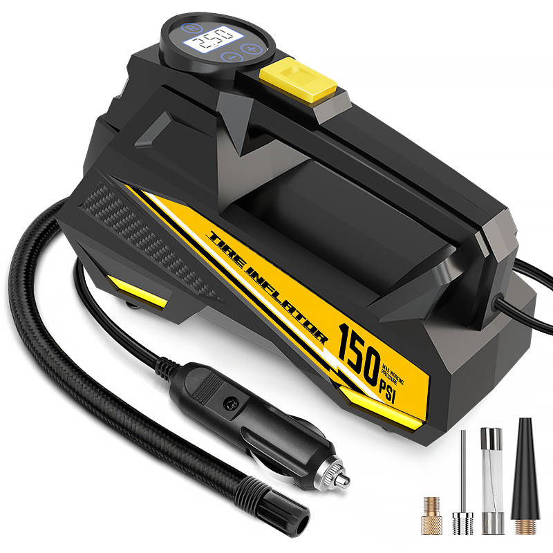 Portable Tire Inflator, 150PSI Car Air Compressor Pump Smart Digital Display With Auto Stop LED Lighting 12V Electric Tire Air Pump For Car Motorcycle Bicycle Tires And Balls photo 5